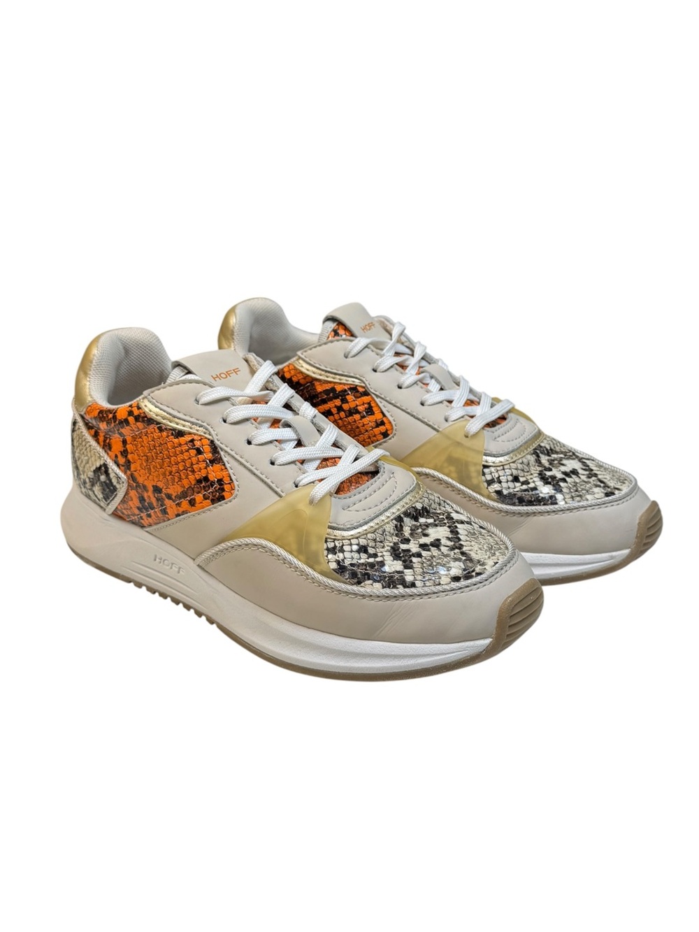 HOFF Navigli Orange Snake Print Leather Women's Sneakers Trainers Shoes 6.5